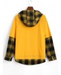Plaid Splicing Letter Graphic Faux Twinset Raglan Sleeve Hoodie - Yellow M