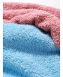  Color-blocking Splicing Fuzzy Pullover Hoodie - Light Sky Blue L