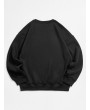 Solid Color Crew Neck Fleece Basic Sweatshirt - Black 2xl