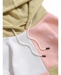 Casual Color Spliced Long Sleeves Pocket Hoodie - Light Khaki M