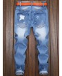 Zipper Fly Nine Minutes Jeans Men Clothes - Light Blue 32