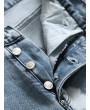Zip-hem Ripped Patchwork Button Fly Jeans - Sky Blue 34