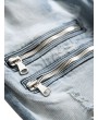 Zip-hem Ripped Patchwork Button Fly Jeans - Sky Blue 34