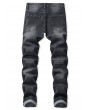 Destroy Wash Scratch Long Zipper Fly Jeans - Black 34