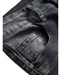 Destroy Wash Scratch Long Zipper Fly Jeans - Black 34