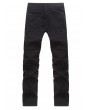 Solid Color Drape Ripped Decoration Jeans - Black 34