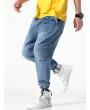 Drawstring Casual Jogger Jeans - Jeans Blue M