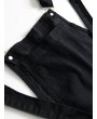 Zip Fly Distressed Denim Jumpsuit - Black S