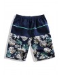 Tropical Leaf Print Board Shorts - Blue Xl