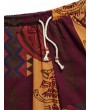 Allover Tribal Print Drawstring Board Shorts - Multi L