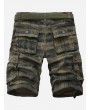 Plaid Print Multi-pocket Cargo Shorts - Deep Green 38