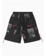 Letter Map Graphic Print Casual Shorts - Black S