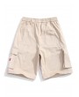 Solid Color Side Flap Pocket Casual Shorts - Smokey Gray S