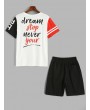 Letter Print Panel T-shirt And Shorts Sport Suits - White L