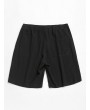 Elastic Solid Color Drawstring Shorts - Black M