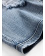 Destroy Wash Scratch Casual Denim Shorts - Denim Blue 32