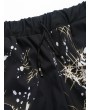 Sparkling Splatter Print Drawstring Shorts - Black M