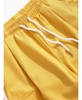 Striped Trim Casual Elastic Shorts - Yellow M