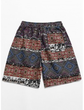 Ethnic Tribal Geometric Print Shorts - Multi Xl
