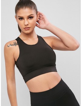 Cut Out Padded Pullover Sport Bra - Black M