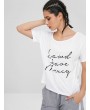 Short Sleeve Letter Loose T-shirt - White Xl