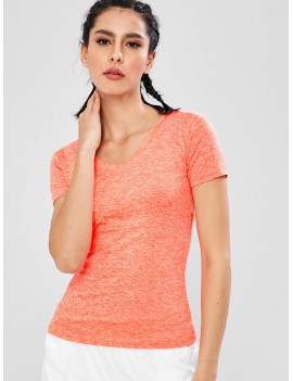 Space Dye V Neck Gym T-Shirt - Orange M