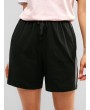 Contrast Drawstring Pocket Sweat Shorts - Black M