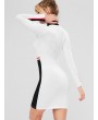 Contrast Zip Color Block Sporty Dress - White L