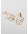 Abstract Face Shape Metal Earrings - Gold