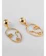 Abstract Face Shape Metal Earrings - Gold