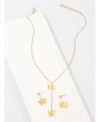 Butterfly Pendant Necklace And Butterfly Drop Earrings Set - Gold