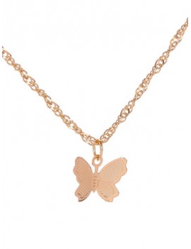Butterfly Pendant Chain Metal Necklace - Gold