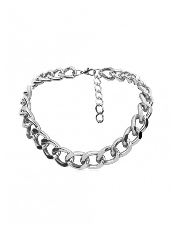 Brief Link Chain Collarbone Necklace - Silver