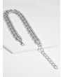 Brief Link Chain Collarbone Necklace - Silver