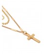 Cross Pendant Layered Necklace - Gold