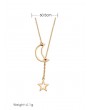 Hollowed Crescent Star Chain Necklace - Gold