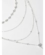 2Pcs Rhinestone Chain Layered Necklace Set - Silver