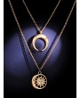 Crescent Moon Sun Pendant Necklace - Gold