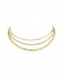 Minimalist Chain Choker Necklace Set - Gold