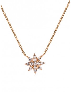 Rhinestone Eight Pointed Star Necklace - Gold