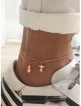 Angle Pineapple Design Chain Anklets - Gold
