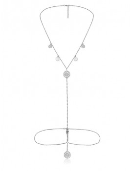 Beautiful Hollow Pendant Necklace Body Chain - Silver