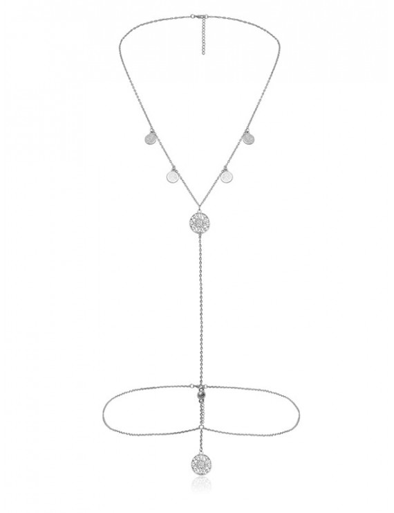 Beautiful Hollow Pendant Necklace Body Chain - Silver