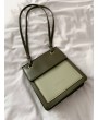 Contrast Color PU Leather Shoulder Bag - Army Green