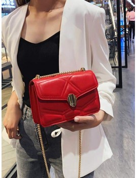 Small Square Chain Shoulder Bag - Red