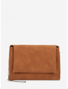 Chain Solid Cover Shoulder Bag - Light Brown
