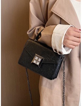 Drape Fabric Shoulder Bag - Black