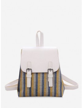 Campus PU Student Leather Backpack - Milk White