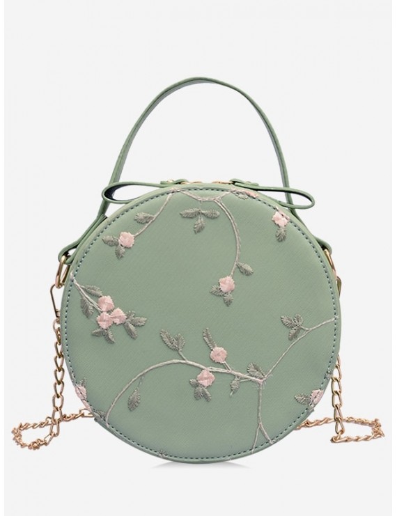 PU Leather Lace Chain Crossbody Bag - Green
