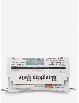 Small Newspaper Pattern Shoulder Bag - White